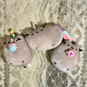 Pusheen Bundle Three Plush Toy Cats Unicorn Birthday Donut 10 inch & 13 inch